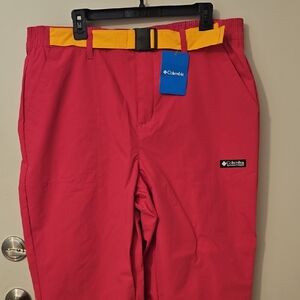 Columbia Red Pants with Yellow Belt